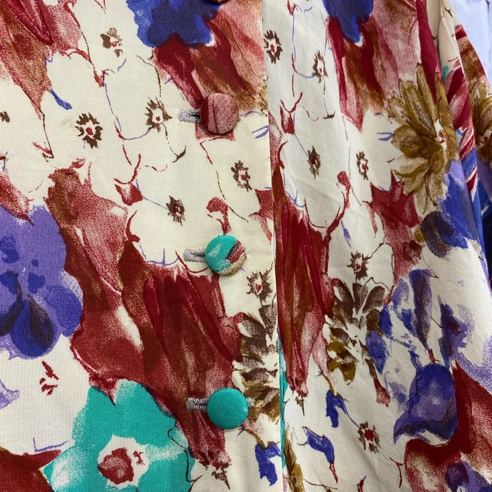 DROOPY & BROWNS Vintage 80s rare floral tie side blouse top one size 12-16 - Picture 4 of 6